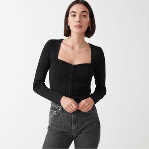 & Other Stories Corset-like Square Neckline Black Top